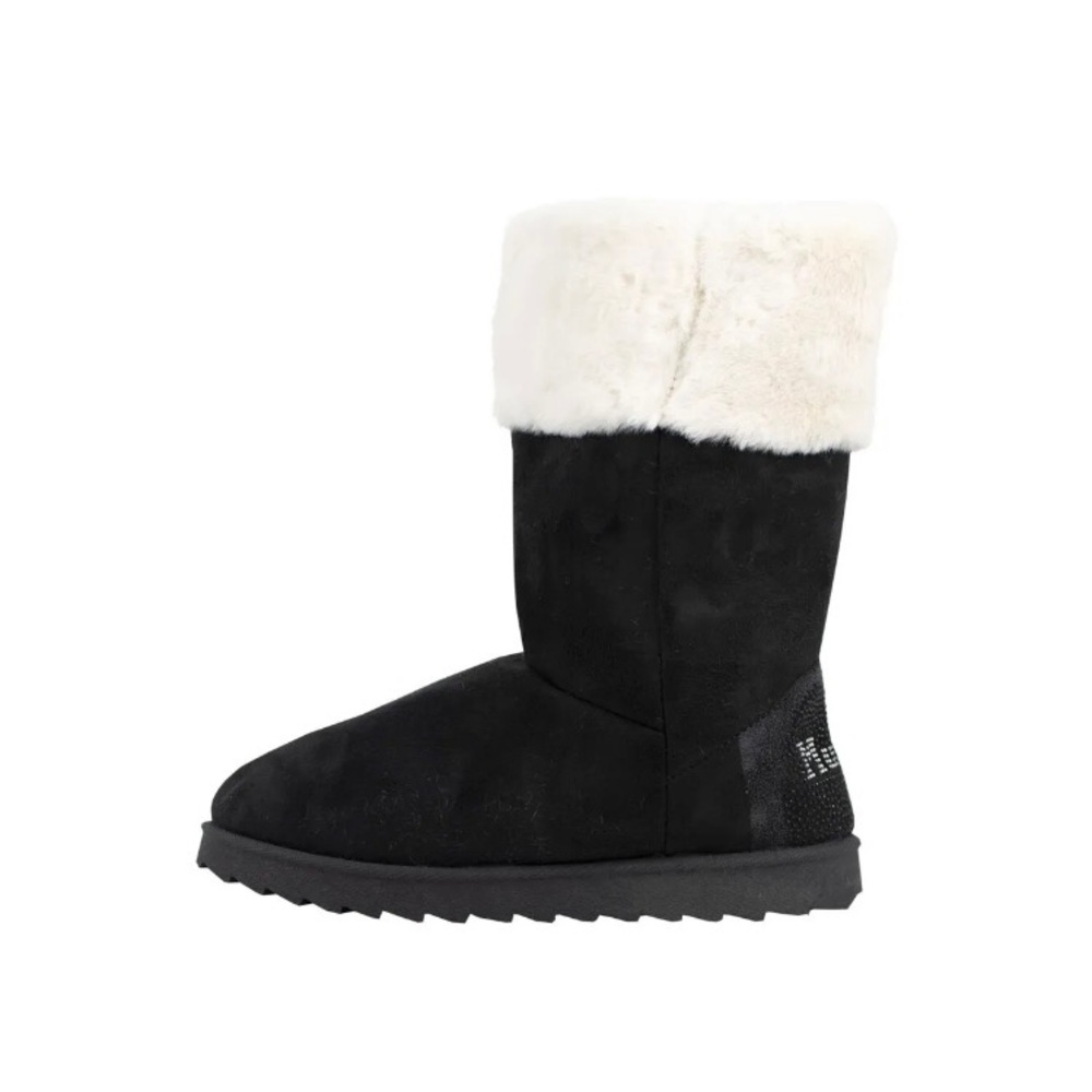 Mudd Cherry 907 Ladies Black Faux Fur. topped micro suede